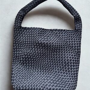 Madison West Black Woven Tote Bag